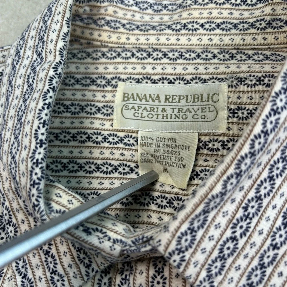 Vintage 80s Banana Republic Safari & Travel Co. Shirt Mens M Aztec Striped Rare
